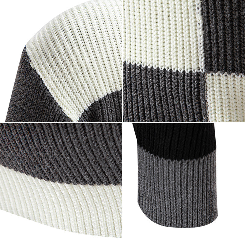 Herren modischer Rollkragenpullover mit strukturiertem Karomuster EB