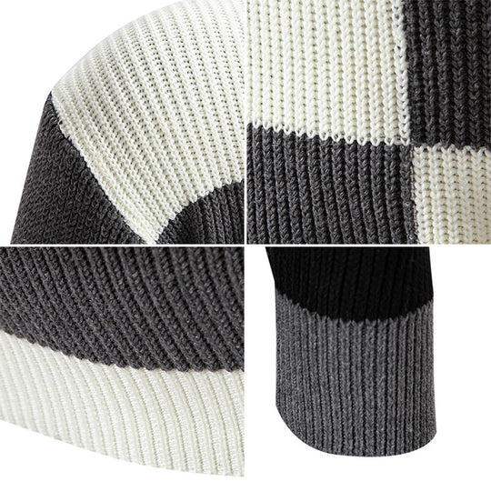 Herren modischer Rollkragenpullover mit strukturiertem Karomuster EB