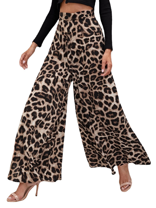 Damen Weitbeinige Hose im trendigen Leopardenmuster EB