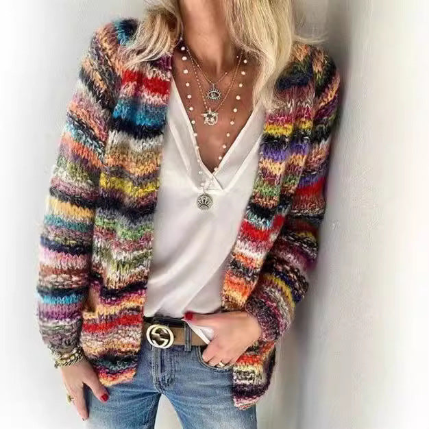 Damen Bunte Strickjacke mit modernem Design EB