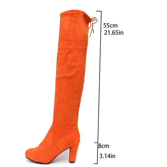 Damen Overknee-Stiefel mit modernem Design und elegantem Blockabsatz EB