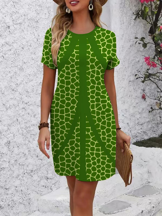 Damen Kurzarmkleid mit geometrischem Print EB