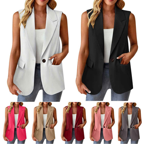 Damen stylische ärmellose Blazerweste EB
