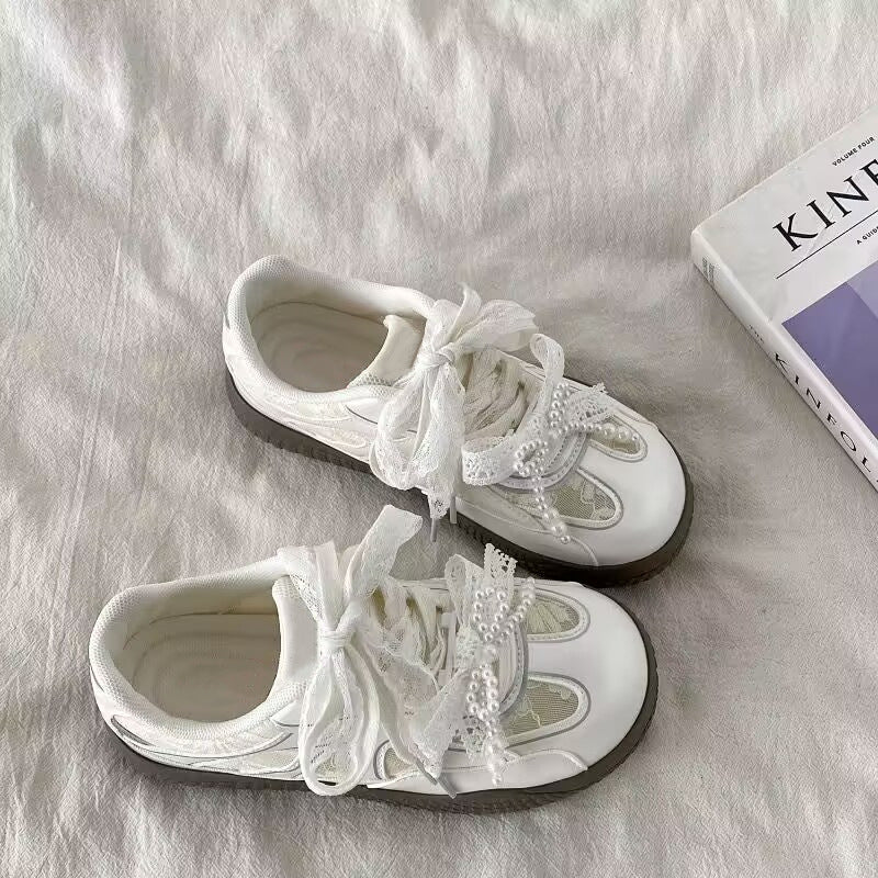 Damen modische Sneaker mit einzigartigen Schnürdetails EB