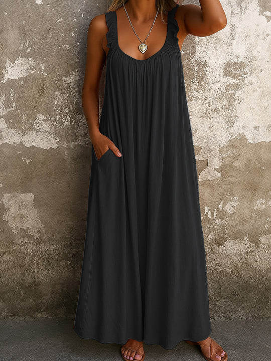 Damen Maxi-Kleid mit trägerloser Passform und luftiger Silhouette EB