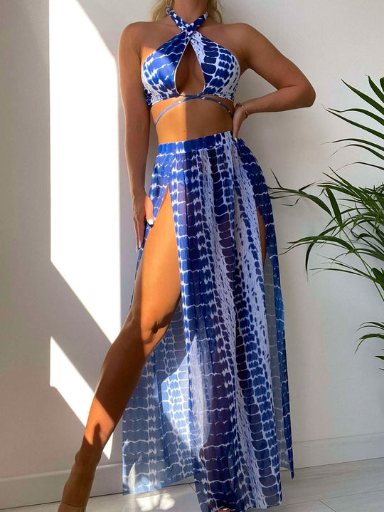 Damen Bikinistyle mit transparentem Maxirock EB