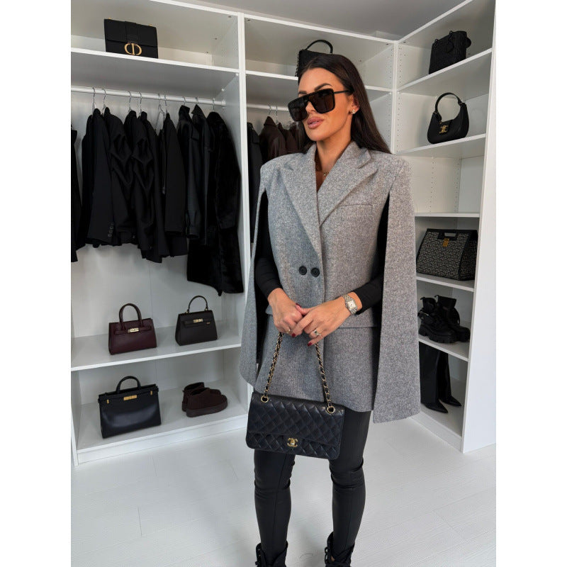 Damen zweireihiger Cape Blazer EB