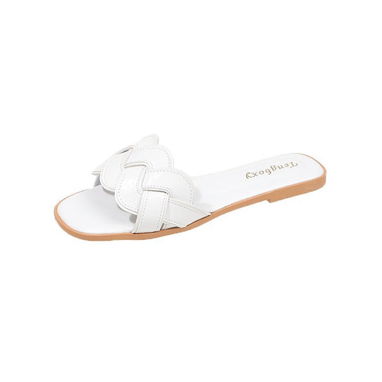 Damen trendige Riemensandalen mit geflochtenem Design und komfortablem Fußbett EB
