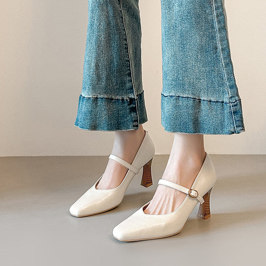 Damen elegante Mary Jane Pumps mit schickem Riemchen EB