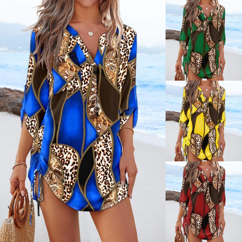 Damen Strandkleid mit elegantem Tiermuster und lockerer Passform EB
