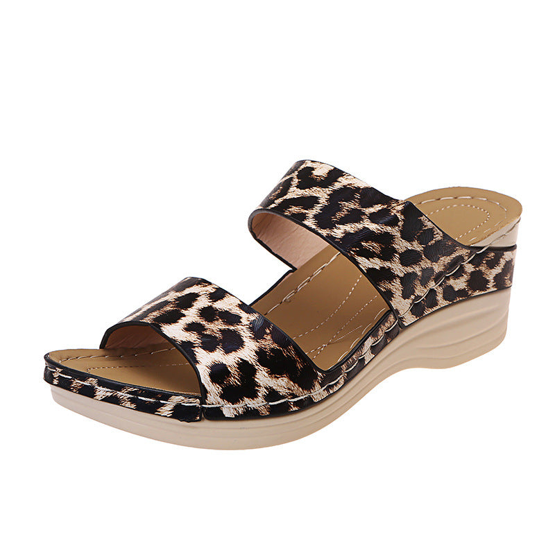 Damen Wedge-Pantoletten mit raffiniertem Schlangenleder-Design und dämpfender Sohle EB