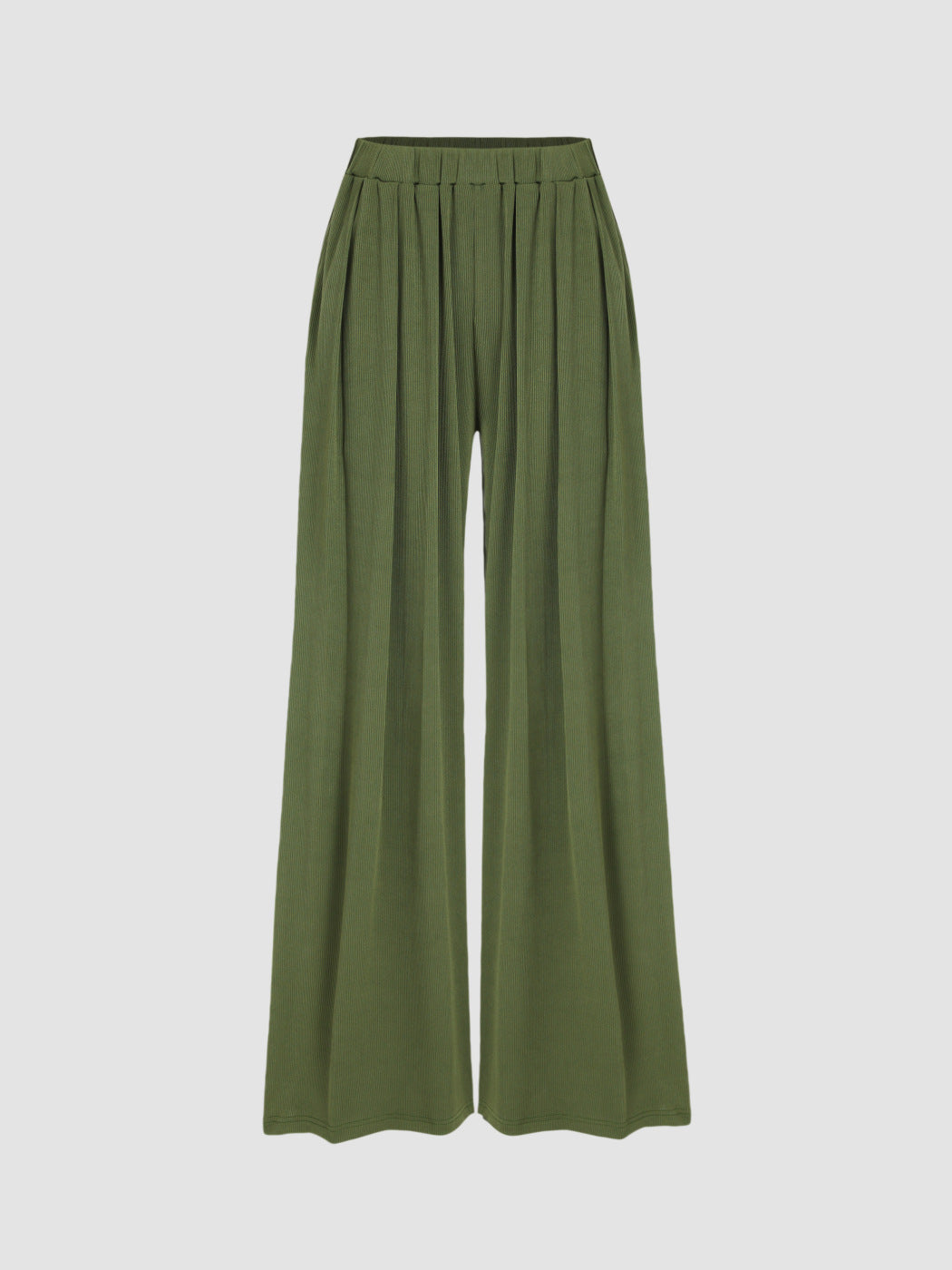 Damen weite Palazzo-Hose mit eleganten Falten und elastischem Bund EB
