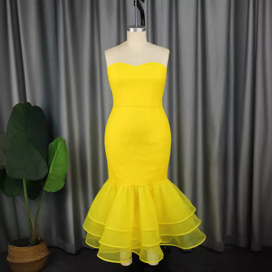 Damen Elegantes Mermaid-Kleid mit Rüschenabsatz EB