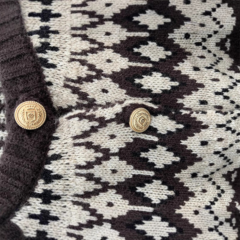 Damen Strickjacke mit traditionellem Norwegermuster EB