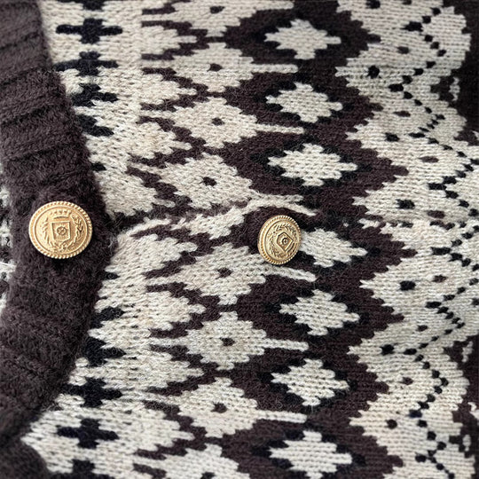 Damen Strickjacke mit traditionellem Norwegermuster EB