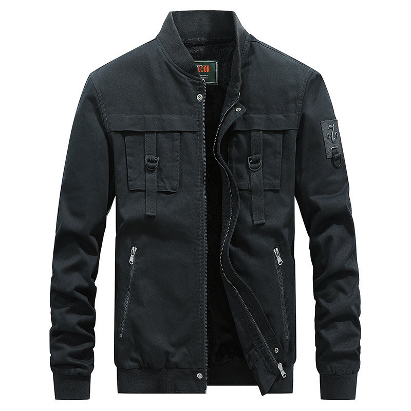 Herren Canvas-Bomberjacke im Fieldstil mit Gurt- und Ringdetails EB