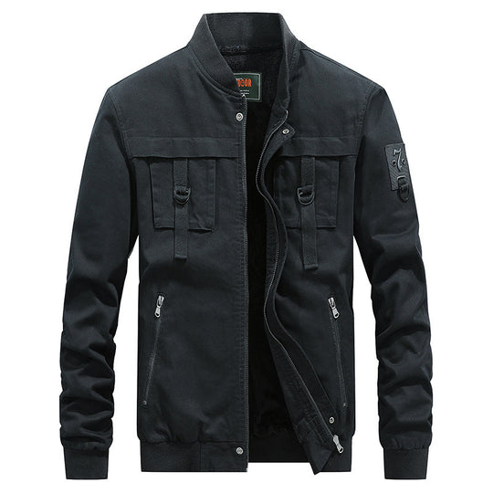 Herren Canvas-Bomberjacke im Fieldstil mit Gurt- und Ringdetails EB