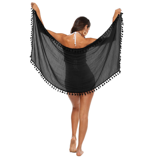 Damen luftiger Strandsarong mit dekorativen Quasten EB