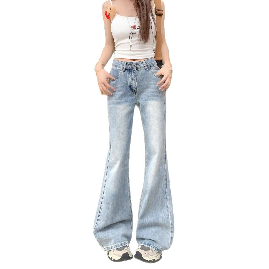 Damen weite Schlagjeans im Vintage-Style mit modischen Details EB