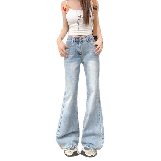 Damen weite Schlagjeans im Vintage-Style mit modischen Details EB