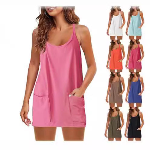 Damen lässiges Nachtkleid mit Taschen EB