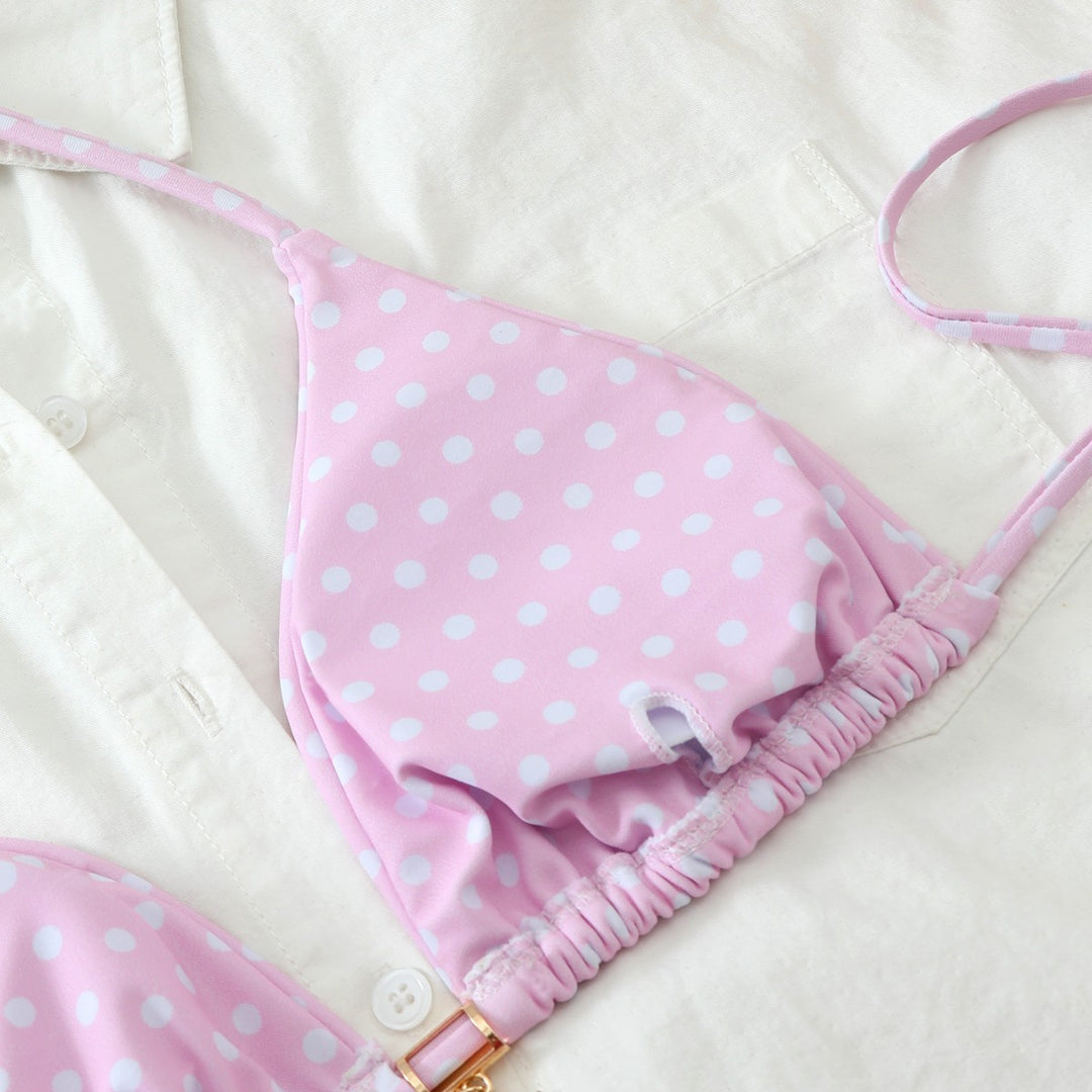 Damen Bunt gepunkteter Triangel-Bikini EB