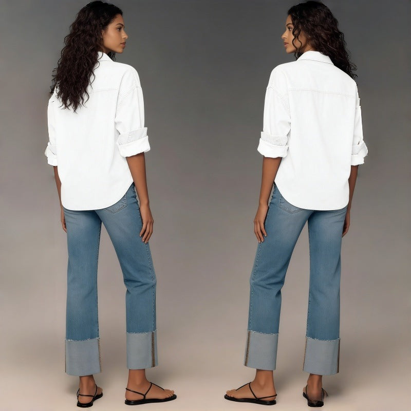 Damen Designer Jeans im modernen Boyfriend-Stil mit einzigartigen Detailverarbeitungen EB
