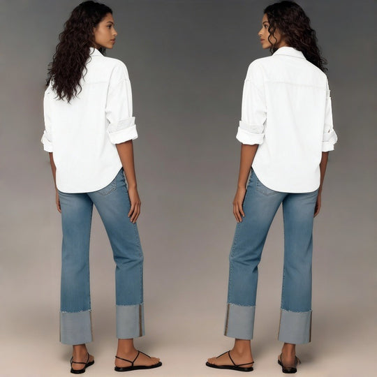 Damen Designer Jeans im modernen Boyfriend-Stil mit einzigartigen Detailverarbeitungen EB