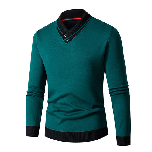 Herren Pullover mit modernem Schalkragen und Knopfdetails EB