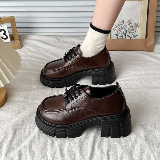 Damen modische Plateau-Schnürschuhe mit robustem Profil EB