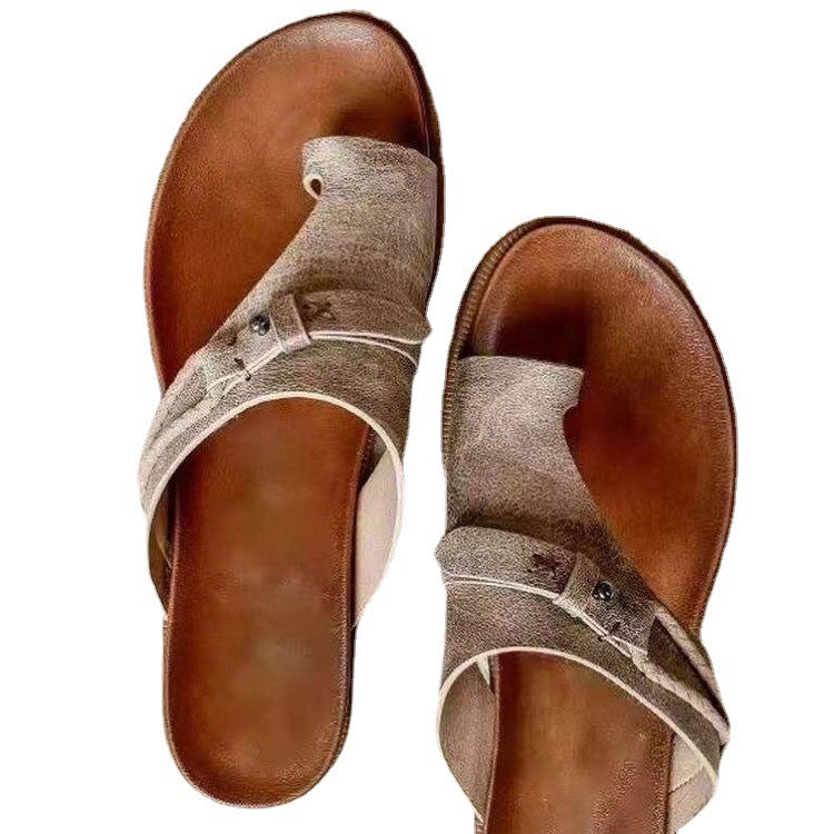 Damen Komfortable Zehentrenner-Sandalen mit modischem Riemchen-Design EB