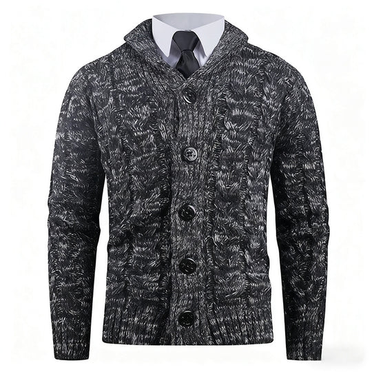 Herren Strickjacke mit Zopfmuster und schickem Schalkragen EB
