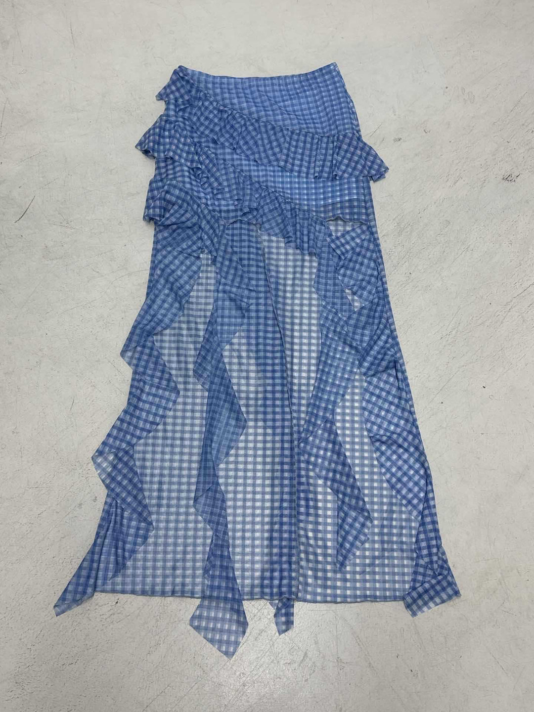 Damen Maxirock mit Rüschendetails und Vichy-Muster EB