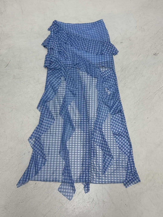 Damen Maxirock mit Rüschendetails und Vichy-Muster EB