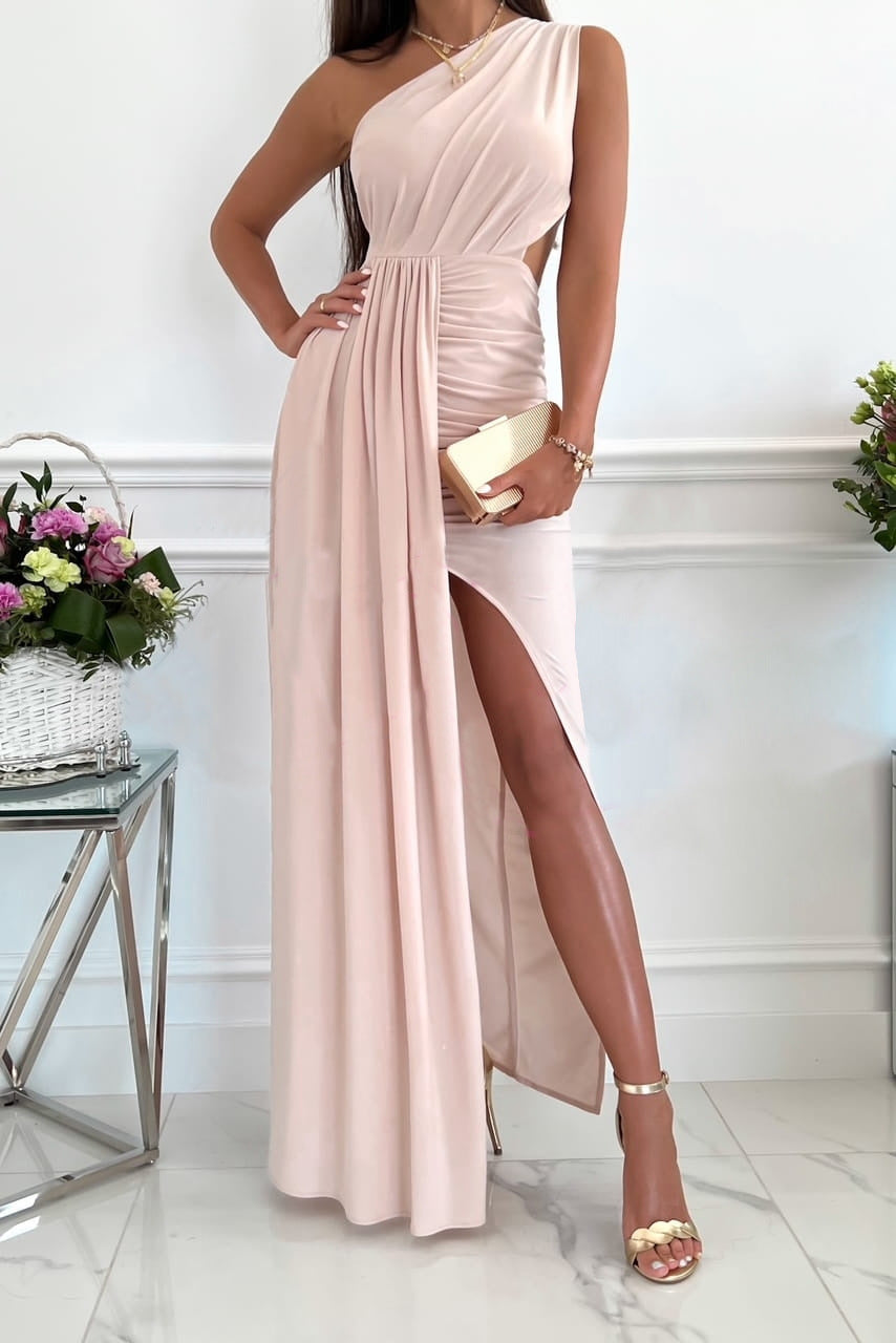 EB | Elegante Formelle Einfarbige Asymmetrische Einseitige Unregelmäßige Kleid Kleider- 7 Farben