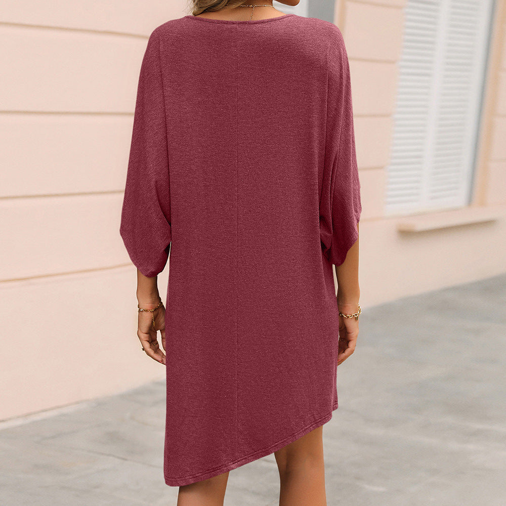 Damen lässiges Oversized Tunika-Kleid mit seitlichen Schlitzen und weichem Jersey-Design EB