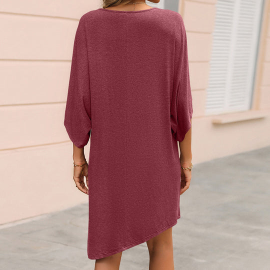 Damen lässiges Oversized Tunika-Kleid mit seitlichen Schlitzen und weichem Jersey-Design EB