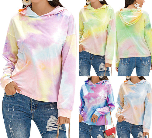 Damen lässiger Kapuzenpullover mit modernem Tie-Dye-Design EB