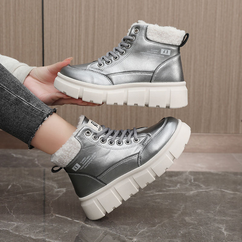 Damen High-Top Winterstiefel mit isolierendem Kunstfellfutter und rutschfester Sohle EB