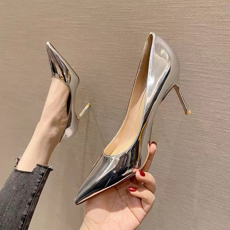 Damen Elegante spitze High Heels mit glänzender Oberfläche und komfortabler Innenpolsterung EB