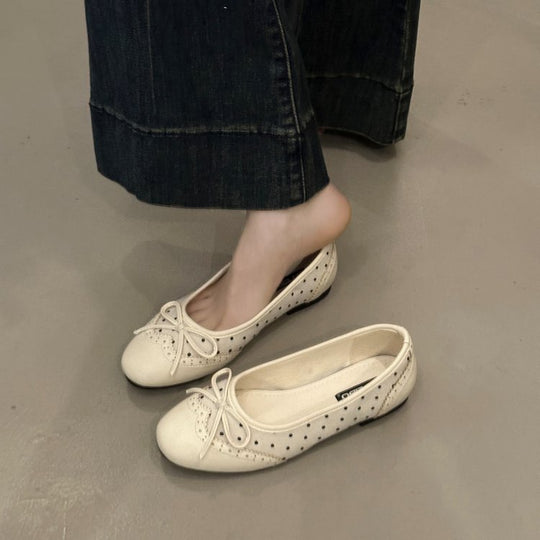 Damen Ballerinas mit verspieltem Schleifen-Design und atmungsaktiver Plattformsohle EB