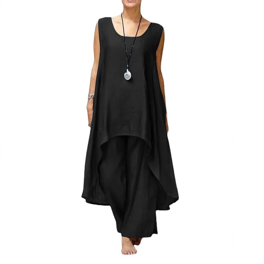 Damen Fließendes Tunika Maxi Overall EB