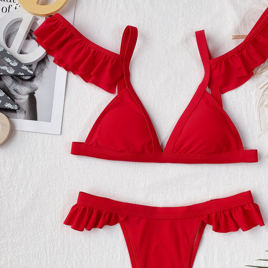 Damen sexy Bikini mit verspielten Rüschen EB