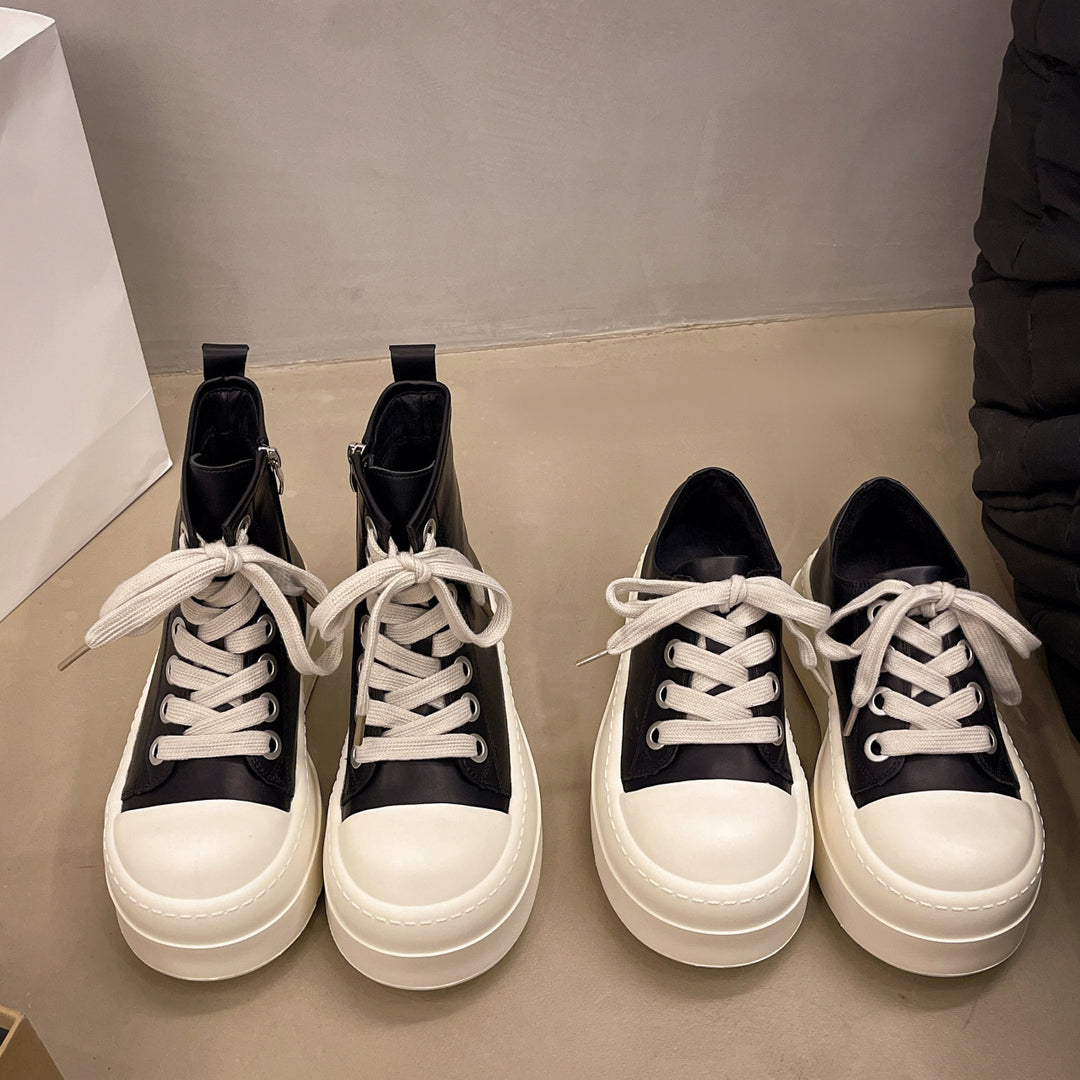 Damen Plattform Sneakers mit modischem Obermaterial und auffälligem Absatz EB