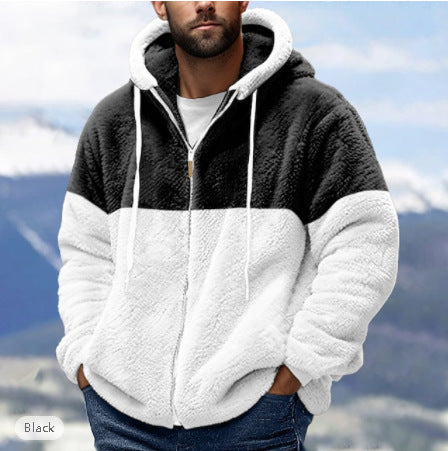 Herren kuschelige Fleecejacke mit Kapuze EB