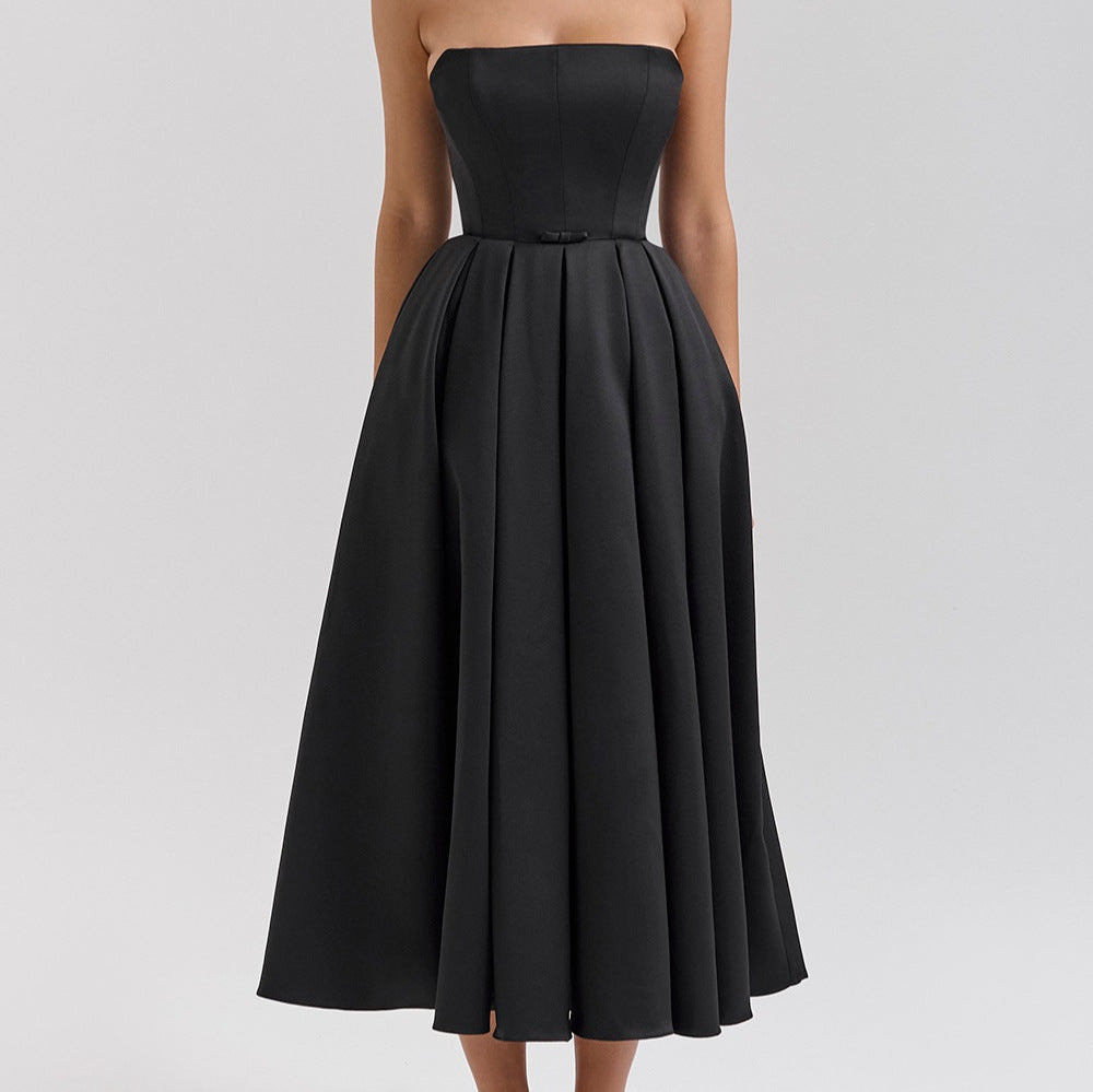 Damen Maxi Kleid mit tailliertem Oberteil und schwingendem Rock EB
