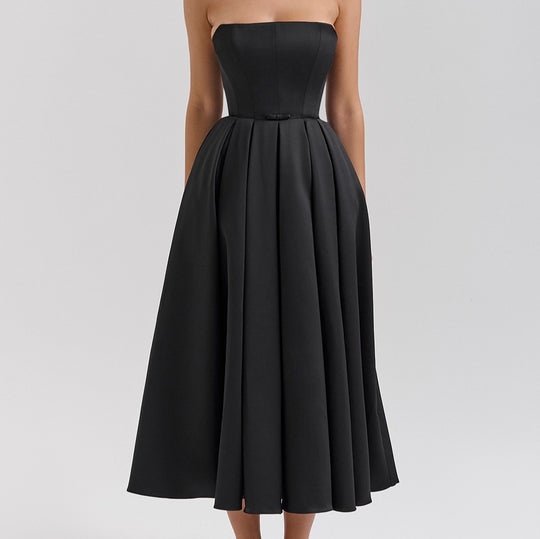 Damen Maxi Kleid mit tailliertem Oberteil und schwingendem Rock EB