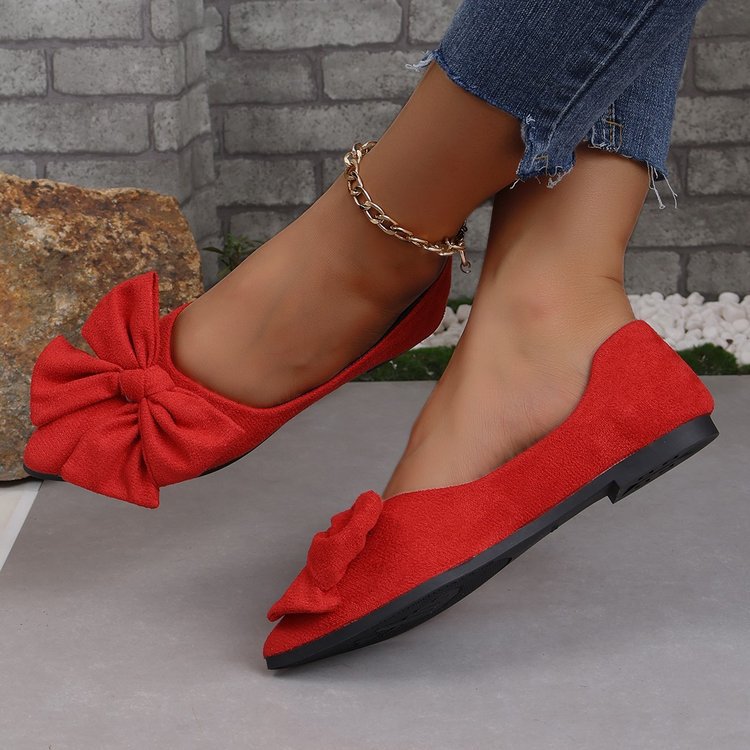 Damen nan spitze Ballerina-Slipper mit dekorativer Schleife und gepolstertem Komfortfußbett EB