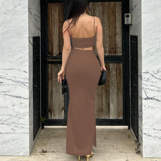 Damen Etuikleid mit raffinierten Cut-Outs und trägerlosem Oberteil EB