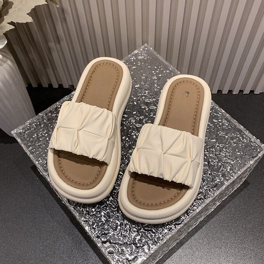 Damen bequeme Mules mit elegantem Rüschendesign EB